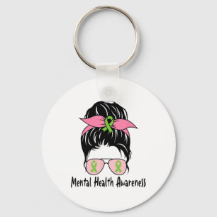 Messy Bun Mental Health Problems Gift Mental Healt Keychain
