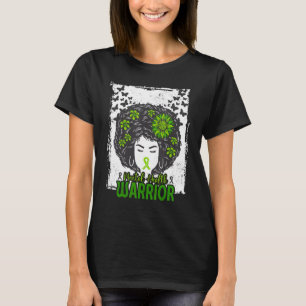 Messy Bun Mental Health Warrior Afro Women Mental T-Shirt