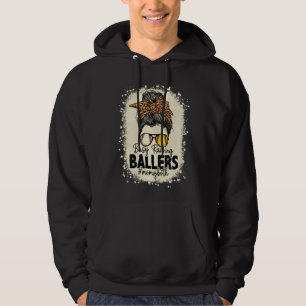Messy Bun Mom Of Both Baseball Softball Busy Raisi Hoodie
