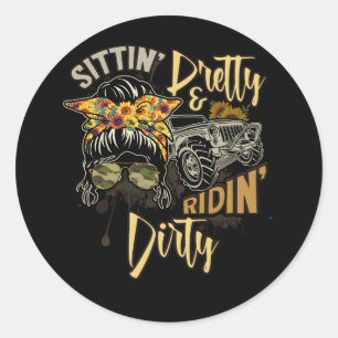 Messy Bun Mom Sunglasses UTV Offroad SXS Life Ridi Classic Round Sticker