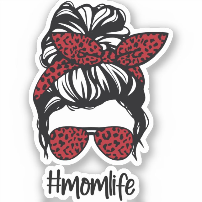 Messy Bun #momlife Red Leopard (Front)
