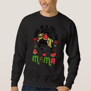 Messy Bun One In Melon Mama Watermelons Woman Sweatshirt