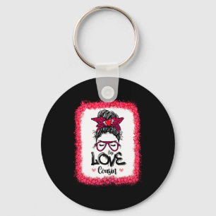 Messy Bun One Loved Cousin Mother Mommy Women Vale Keychain