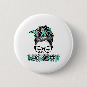 Messy Bun Pcos Polycystic Ovarian Syndrome Awarene 2 Inch Round Button