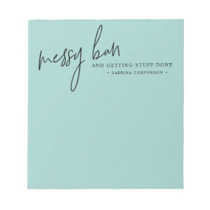 Messy Bun Personalized To Do List Turquoise Notepad