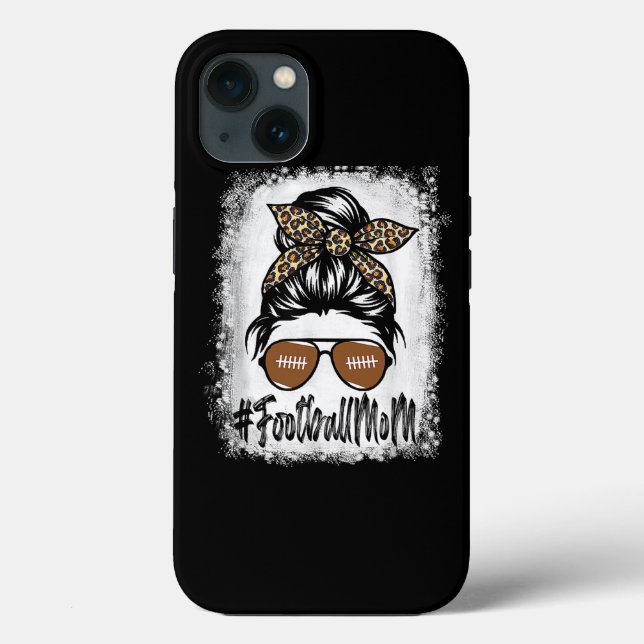 Messy Bun Player Bleached Football Mom Life With L Case-Mate iPhone Case (Back)