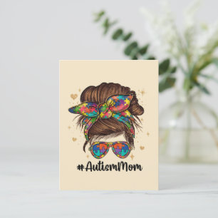 Messy Bun Proud Autism Mom Postcard