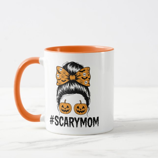Messy Bun Scary Mom Halloween Mug (Left)