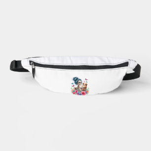Messy Bun Skeleton Cute Puppy Dog Lovers Halloween Fanny Pack