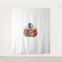 Messy Bun Skeleton Cute Puppy Dog Lovers Halloween