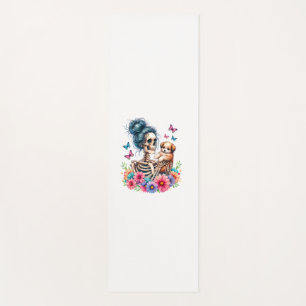 Messy Bun Skeleton Cute Puppy Dog Lovers Halloween Yoga Mat