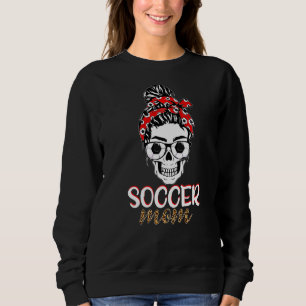 Messy Bun Skull Soccer Mom Happy Mother's Day Sweatshirt
