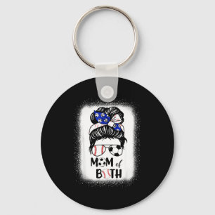 Messy bun soccer mom baseball mom of both mothers keychain