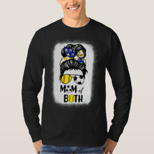 Messy Bun Soccer Mom Softball Mom Of Both Mothers T-Shirt