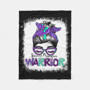 Messy Bun Suicide Prevention Warrior Awareness Rib Fleece Blanket