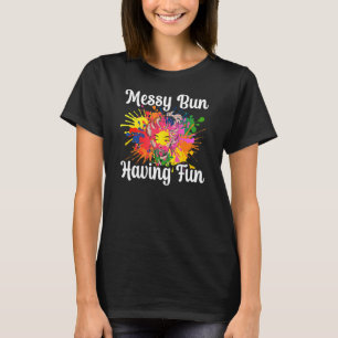 Messy Bun Summer Women Grumpy Style Cute Hair T-Shirt