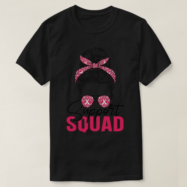 Messy Bun Support Squad Awareness 1 T-Shirt (Design Front)