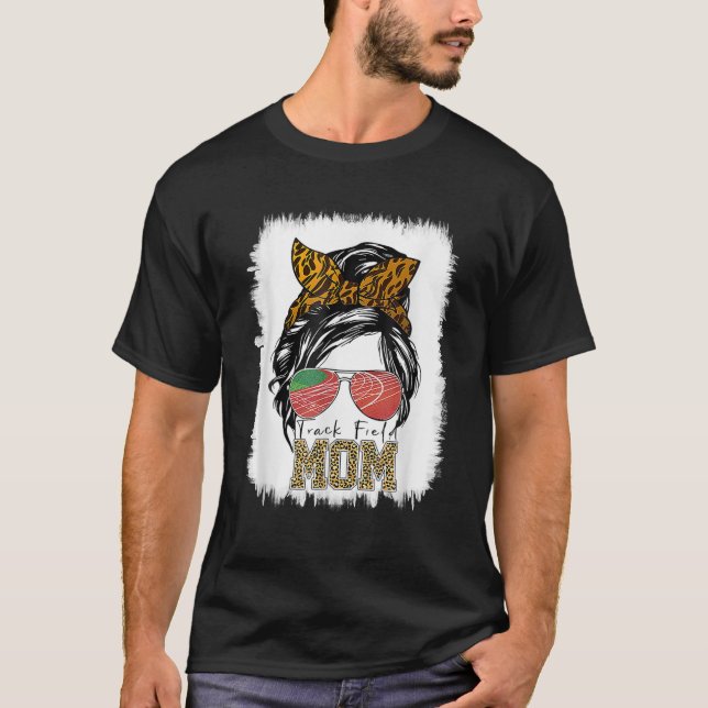 Messy Bun Track Field Mom Running Lover Runner Mot T-Shirt (Front)