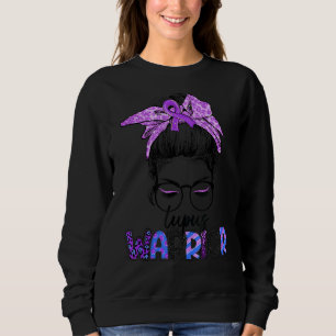 Messy Bun Women Purple Ribbon Lupus Warrior Awaren Sweatshirt