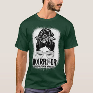 Messy Bun Zebra Ribbon Carcinoid Cancer Warrior Gi T-Shirt