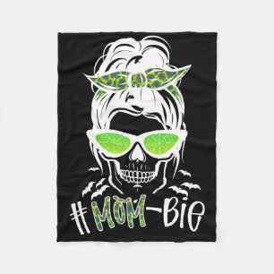 Messy Bun Zombie Mom Fun Halloween Costume Skull Fleece Blanket