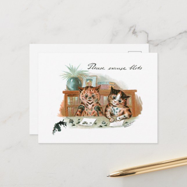 Messy Cats by Louis Wain Postcard (Front/Back In Situ)