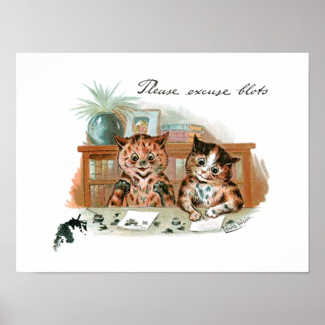 Messy Cats by Louis Wain Postcard Poster (Front)