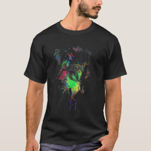 Messy Colour Wolves Rainbow Splatter Colourful Wol T-Shirt