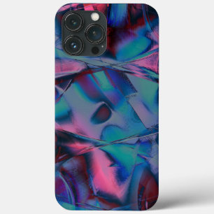 Messy curves polished of bright cyan to pink hues  iPhone 13 pro max case