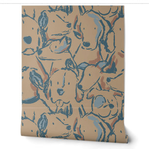 Messy Dog Sketches - Animal Sketch - Mocha Brown Wallpaper