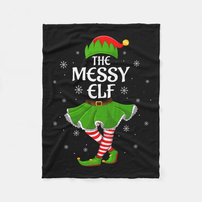 Messy Elf Christmas Family Girls Women Elf Squad X Fleece Blanket (Front)