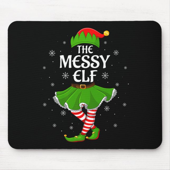 Messy Elf Christmas Family Girls Women Elf Squad X Mouse Pad (Front)