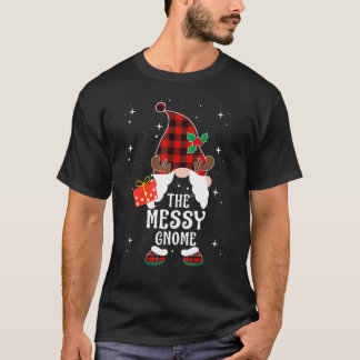 Messy Gnome Buffalo Plaid Matching Family Christma T-Shirt