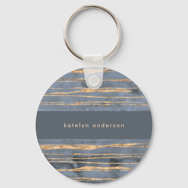Messy Gold Line | Blue Periwinkle | Professional Keychain (Front)