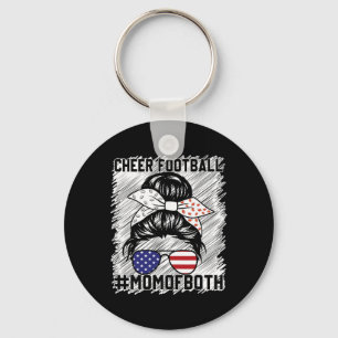 Messy Hair Bun Cheer Footll Cheerleading Mom Of Bo Keychain
