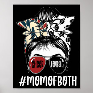 Messy Hair Bun Cheer Footll Cheerleading Mom Of Bo Poster