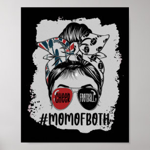Messy Hair Bun Cheer Footll Cheerleading Mom Of Bo Poster