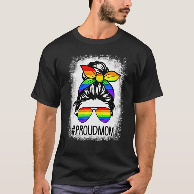 Messy Hair Bun Proud Gigi Lgbt Gay Pride Support L T-Shirt (Front)