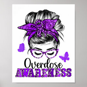 Messy Hair Bun Purple Ribbon Butterfly Overdose Aw Poster