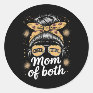 Messy Hair Flair Cheer Footll Cheerleading Mom Of Classic Round Sticker