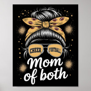 Messy Hair Flair Cheer Footll Cheerleading Mom Of  Poster