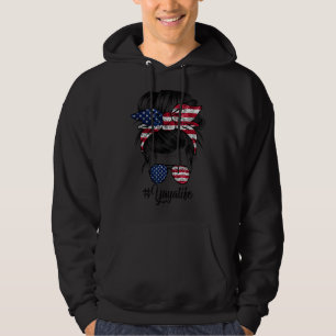Messy Hair Woman Bun American Yaya Life 4th Of Jul Hoodie