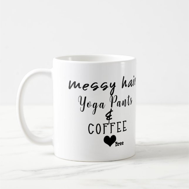 Messy Hair Yoga Pants Coffee Personalized Chic Coffee Mug (Left)