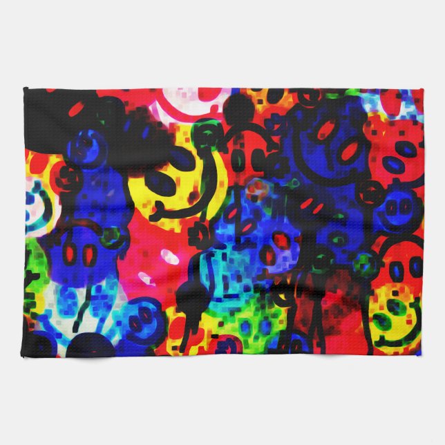 Messy Happy Faces Kitchen Towel (Horizontal)