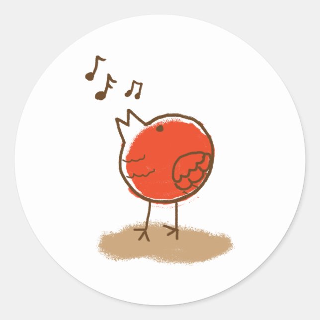 Messy Little Red Bird Singing Music Classic Round Sticker (Front)