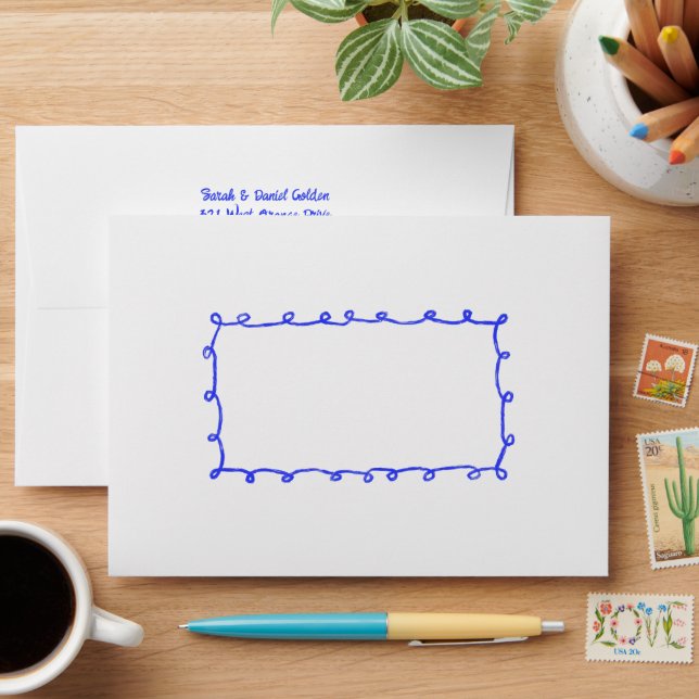 Messy Loops Doodle Handmade Bar Bat Mitzvah Envelope (Desk)