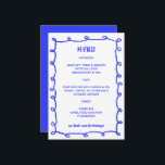 Messy Loops Hand Drawn Custom Bar Bat Mitzvah Menu<br><div class="desc">Perfect menu card for a bat mitzvah, bar mitzvah or other Jewish celebration! Hand made messy brushstroke loops frame for you on the front side! FULLY CUSTOMIZABLE! Click on “Personalize” above to edit the text. Click "edit using design tool" to adjust the fonts, colours and placements and to delete the...</div>