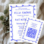 Messy Loops Hand Drawn Custom QR Bar Bat Mitzvah Enclosure Card<br><div class="desc">Perfect ENCLOSURE CARDS to include for a bat mitzvah, bar mitzvah or other Jewish celebration! Hand made messy brushstroke loops frame for you on the front side! FULLY CUSTOMIZABLE! Click on “Personalize” above to edit the text and add your link to the QR code. Click "edit using design tool" to...</div>
