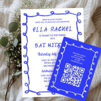 Messy Loops Hand Drawn Custom QR Bar Bat Mitzvah