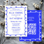 Messy Loops Hand Drawn Custom QR Bar Bat Mitzvah Invitation<br><div class="desc">Perfect card to announce a bat mitzvah, bar mitzvah or other Jewish celebration! Hand made messy brushstroke loops frame for you on the front side! FULLY CUSTOMIZABLE! Click on “Personalize” above to edit the text and add your link to the QR code. Click "edit using design tool" to adjust the...</div>